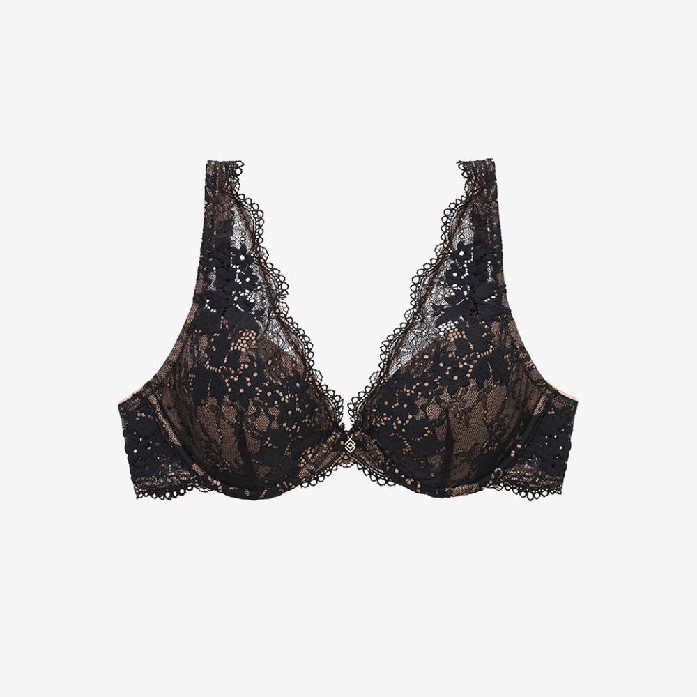 ThirdLove All Day Lace Uplift Plunge Bra Size 36Eblack / 36E